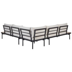 Narożnik ogrodowy ze stolikiem dla 5 osób BELLARIVA Drewno eukaliptusowe Złamana biel