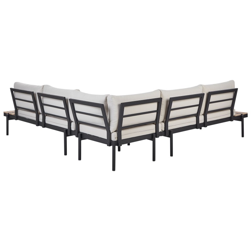 Narożnik ogrodowy ze stolikiem dla 5 osób BELLARIVA Drewno eukaliptusowe Złamana biel