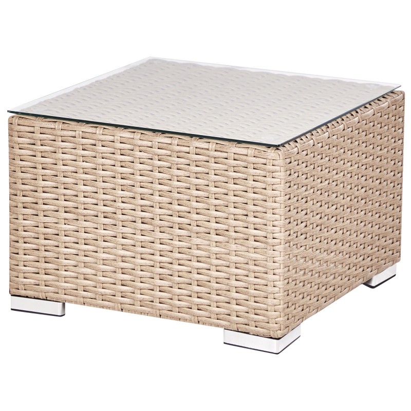 Zestaw ogrodowy ze stolikiem dla 8 osób XXL Prawostronny Modułowy Technorattan Piaskowy