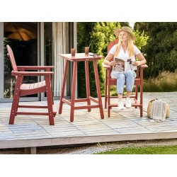 Stolik ogrodowy barowy ADIRONDACK 60 cm 59 cm Materiał syntetyczny Czerwony