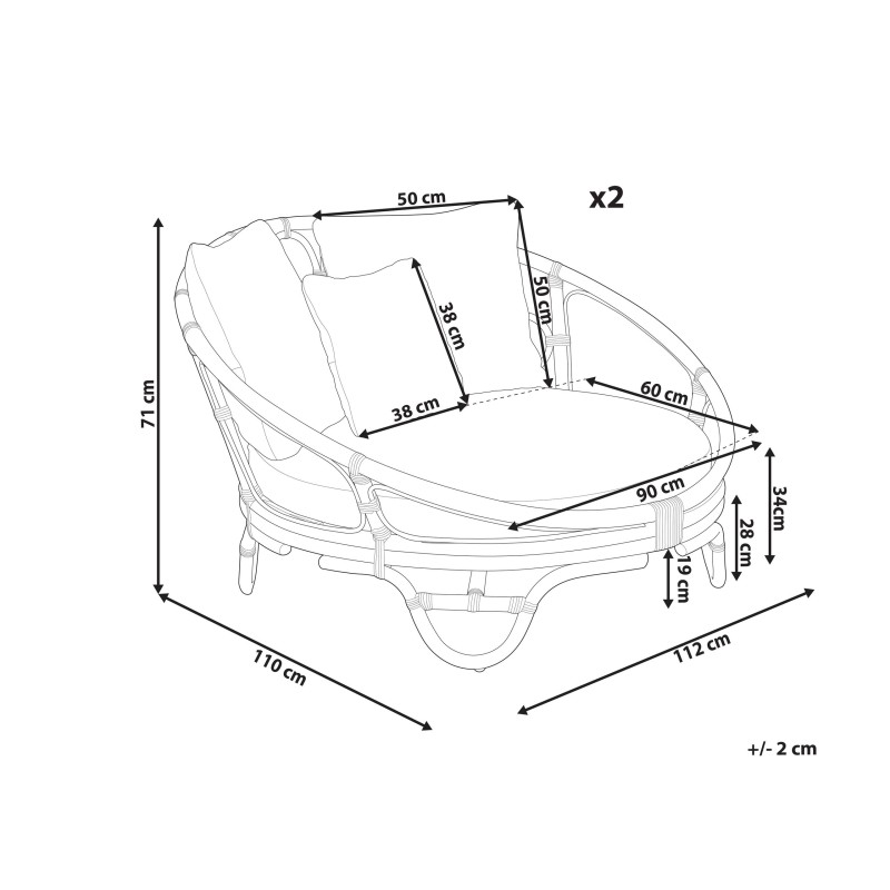 Zestaw 2 łóżek ogrodowych ROSSANO Rattan Czarny