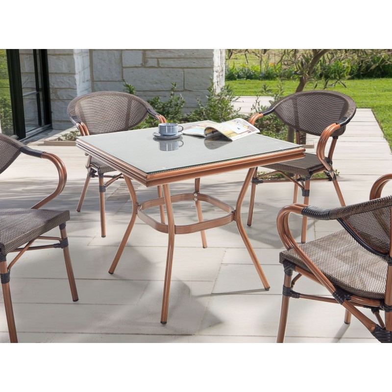 Stół ogrodowy CASPRI II 80 cm 80 cm Szkło Szary