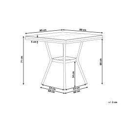Stół ogrodowy CASPRI II 80 cm 80 cm Szkło Szary