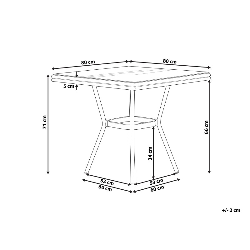 Stół ogrodowy CASPRI II 80 cm 80 cm Szkło Szary