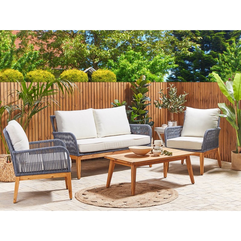 Zestaw ogrodowy ze stolikiem dla 4 osób MERANO Drewno akacjowe Złamana biel