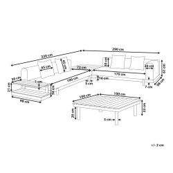 Narożnik ogrodowy ze stolikiem dla 5 osób MISSANELLO Szary
