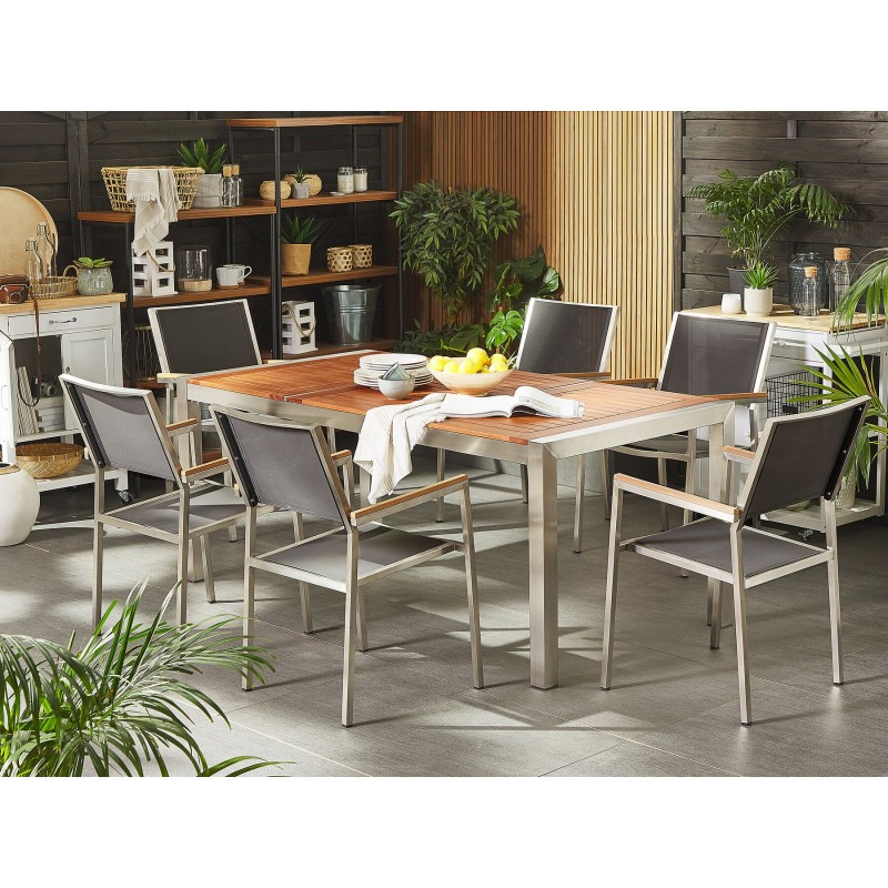 Stół ogrodowy GROSSETO 180 cm 90 cm Drewno eukaliptusowe Brązowy