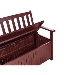 Ławka ogrodowa z poduchą SOVANA 120 cm ze schowkiem Drewno akacjowe Czerwony