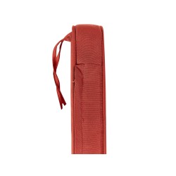 Ławka ogrodowa z poduchą SOVANA 120 cm ze schowkiem Drewno akacjowe Czerwony