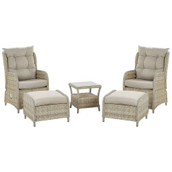 Zestaw ogrodowy ze stolikiem i otomaną dla 2 osób PONZA Technorattan Beżowy