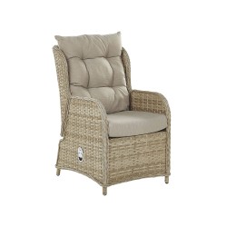 Zestaw ogrodowy ze stolikiem i otomaną dla 2 osób PONZA Technorattan Beżowy