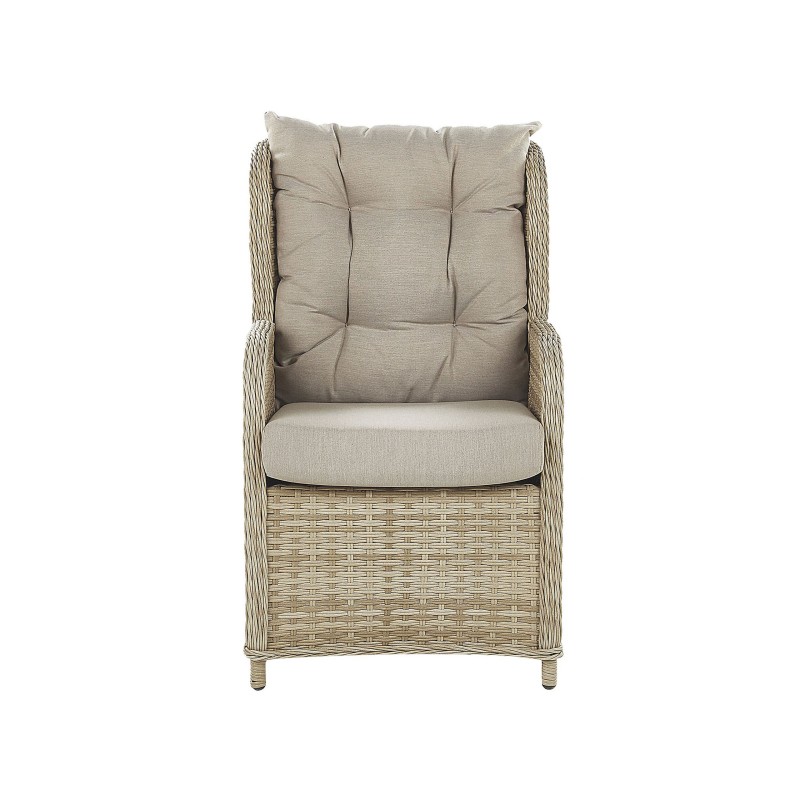 Zestaw ogrodowy ze stolikiem i otomaną dla 2 osób PONZA Technorattan Beżowy