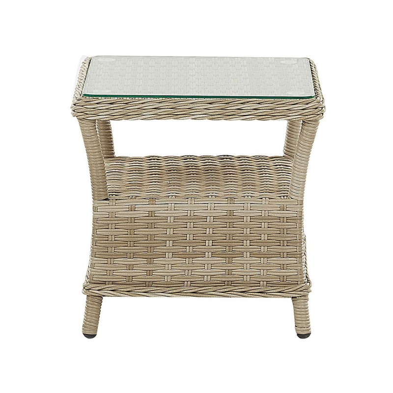 Zestaw ogrodowy ze stolikiem i otomaną dla 2 osób PONZA Technorattan Beżowy