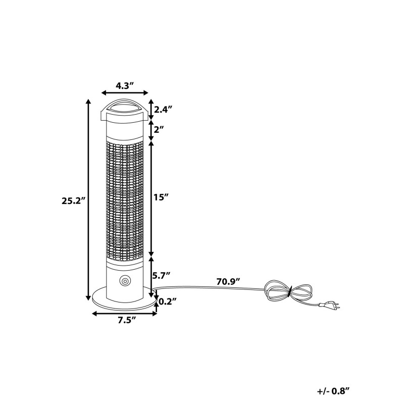 Promiennik na podczerwień wolnostojący VEZUVIO 800 W Czarny