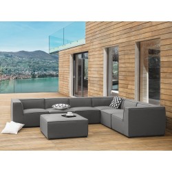 Narożnik ogrodowy z otomaną dla 7 osób AREZZO Lewostronny Modułowy Szary