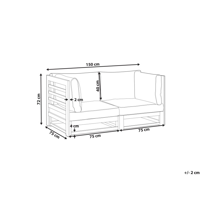 Sofa ogrodowa drewniana 2-osobowa mahoniowy brąz TRANI