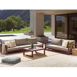 Zestaw ogrodowy ze stolikiem dla 5 osób TIMOR Modułowy Drewno akacjowe Bordowy