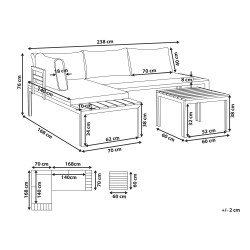 Narożnik ogrodowy ze stolikiem dla 4 osób PIENZA Prawostronny Modułowy Szary