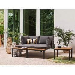 Narożnik ogrodowy ze stolikiem dla 4 osób PIENZA Prawostronny Modułowy Szary