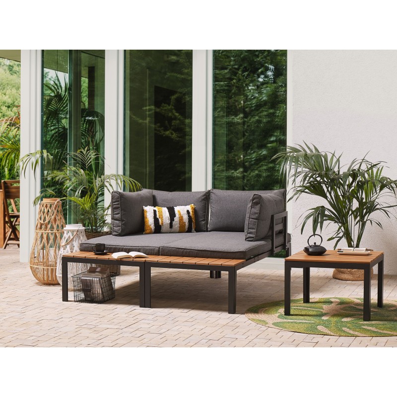 Narożnik ogrodowy ze stolikiem dla 4 osób PIENZA Prawostronny Modułowy Szary