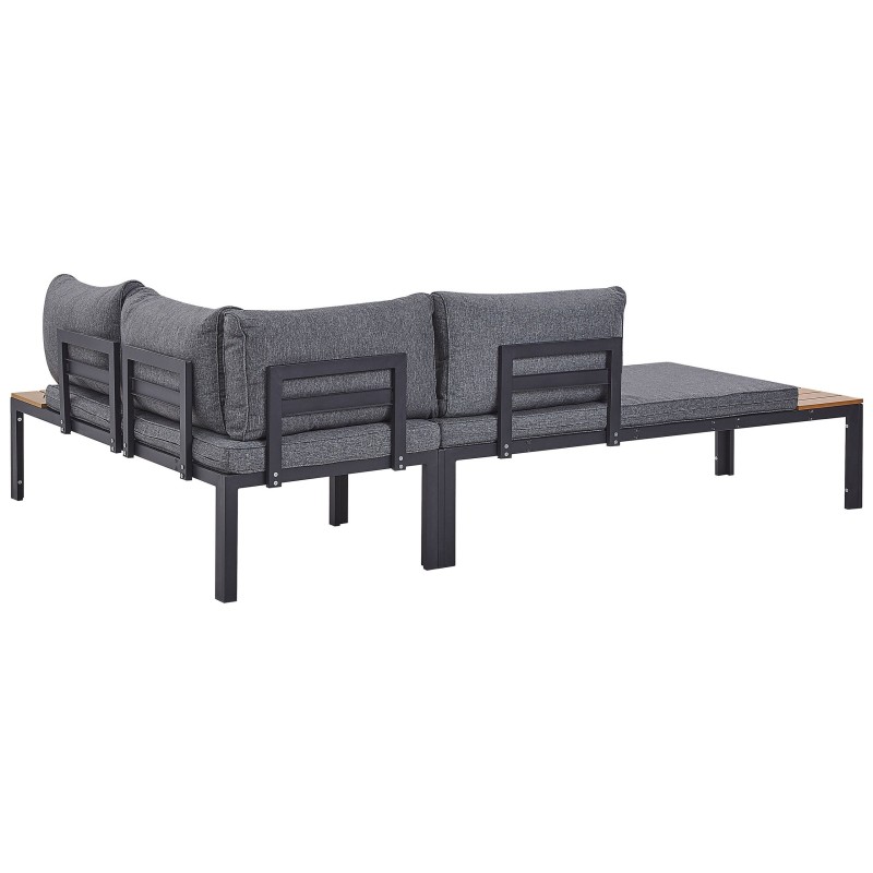 Narożnik ogrodowy ze stolikiem dla 4 osób PIENZA Prawostronny Modułowy Szary