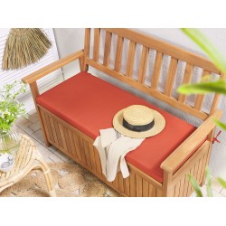 Ławka ogrodowa z poduchą SOVANA 120 cm ze schowkiem Drewno akacjowe Czerwony
