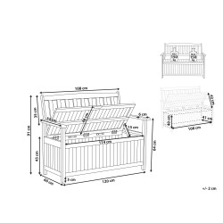 Ławka ogrodowa z poduchą SOVANA 120 cm ze schowkiem Drewno akacjowe Czerwony