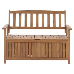 Ławka ogrodowa z poduchą SOVANA 120 cm ze schowkiem Drewno akacjowe Czerwony