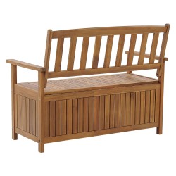 Ławka ogrodowa z poduchą SOVANA 120 cm ze schowkiem Drewno akacjowe Czerwony