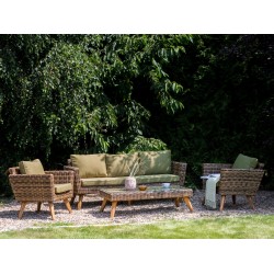 Zestaw ogrodowy ze stolikiem dla 5 osób VITTORIA Technorattan Oliwkowy