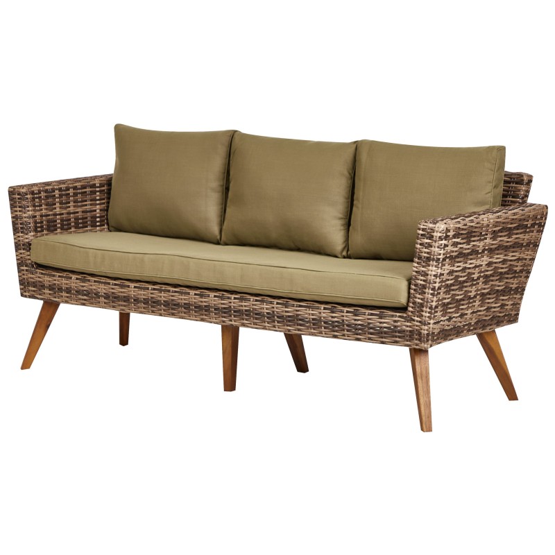 Zestaw ogrodowy ze stolikiem dla 5 osób VITTORIA Technorattan Oliwkowy