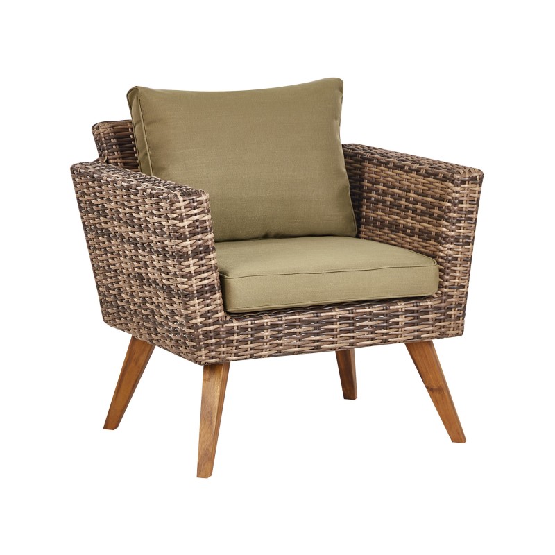 Zestaw ogrodowy ze stolikiem dla 5 osób VITTORIA Technorattan Oliwkowy