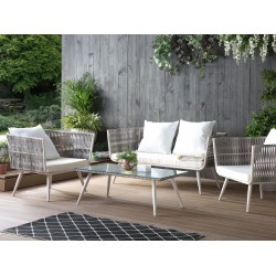 Zestaw ogrodowy ze stolikiem dla 4 osób RAGUSA Technorattan Złamana biel