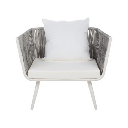 Zestaw ogrodowy ze stolikiem dla 4 osób RAGUSA Technorattan Złamana biel