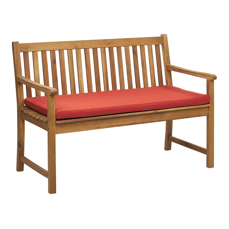 Ławka ogrodowa z poduchą VIVARA 120 cm Certyfikowane drewno akacjowe Bordowy