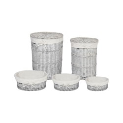 Zestaw 5 koszy wiklinowych biały VAKARI