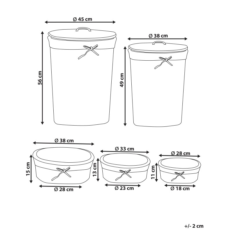 Zestaw 5 koszy wiklinowych biały VAKARI