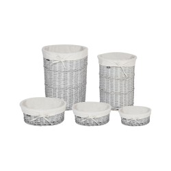 Zestaw 5 koszy wiklinowych biały VAKARI