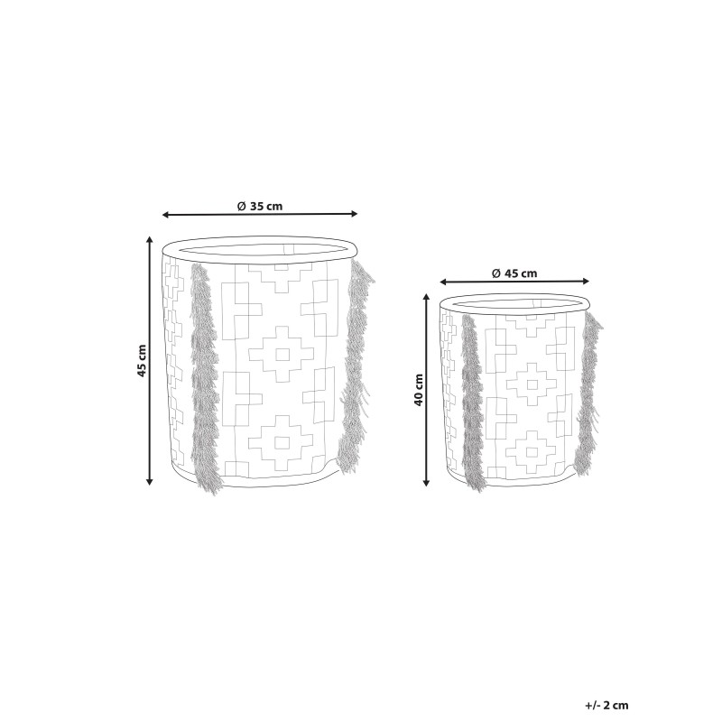 Zestaw 2 koszy KALAI Bawełna Szary