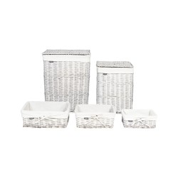 Zestaw 5 koszy wiklinowych biały ELLA