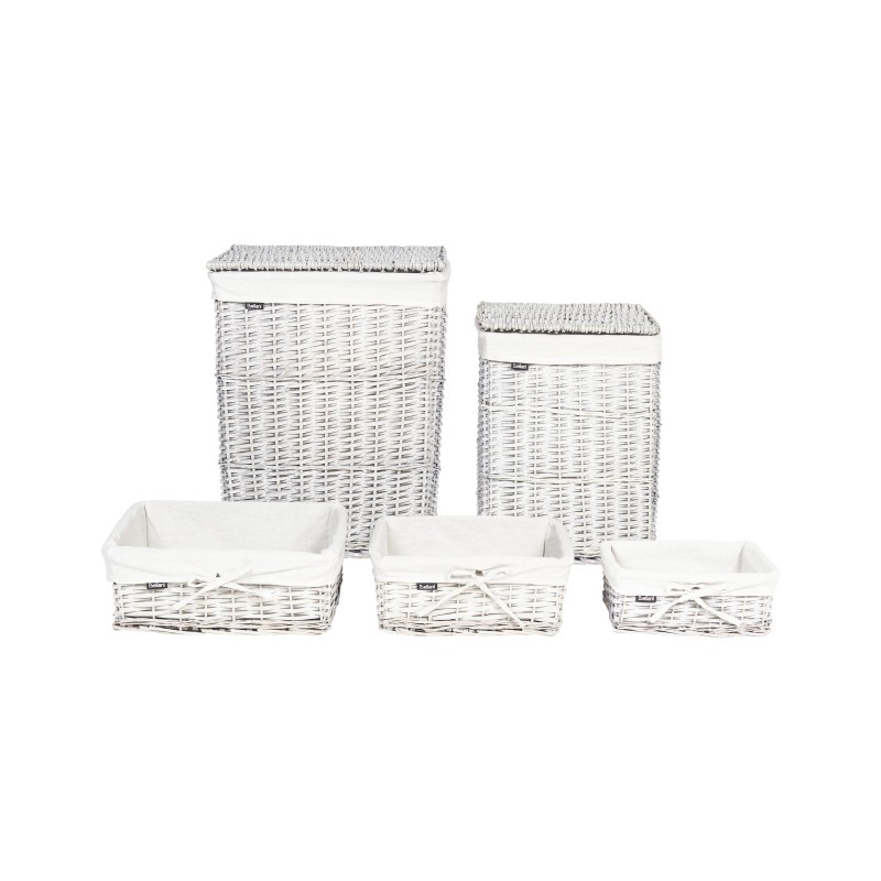 Zestaw 5 koszy wiklinowych biały ELLA