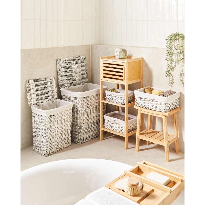 Zestaw 5 koszy wiklinowych biały ELLA