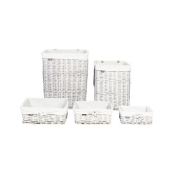 Zestaw 5 koszy wiklinowych biały ELLA