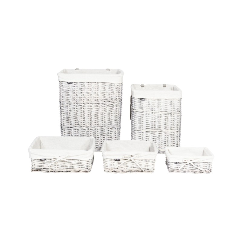 Zestaw 5 koszy wiklinowych biały ELLA