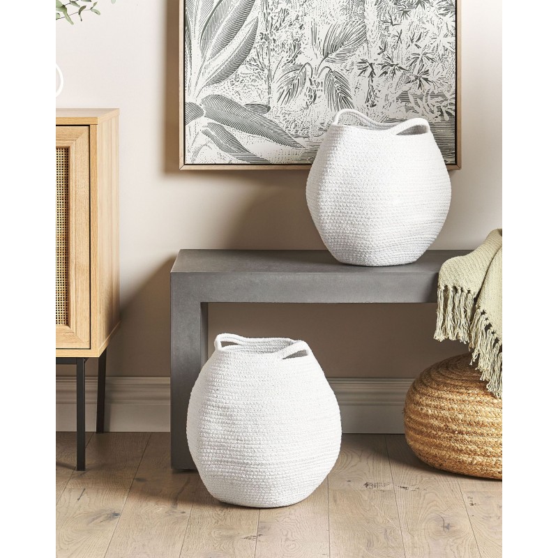 Zestaw 2 koszy PANJGUR Bawełna Biały