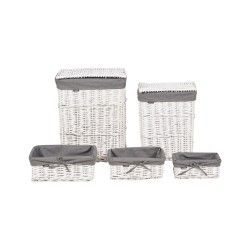 Zestaw 5 koszy wiklinowych szary ELLA