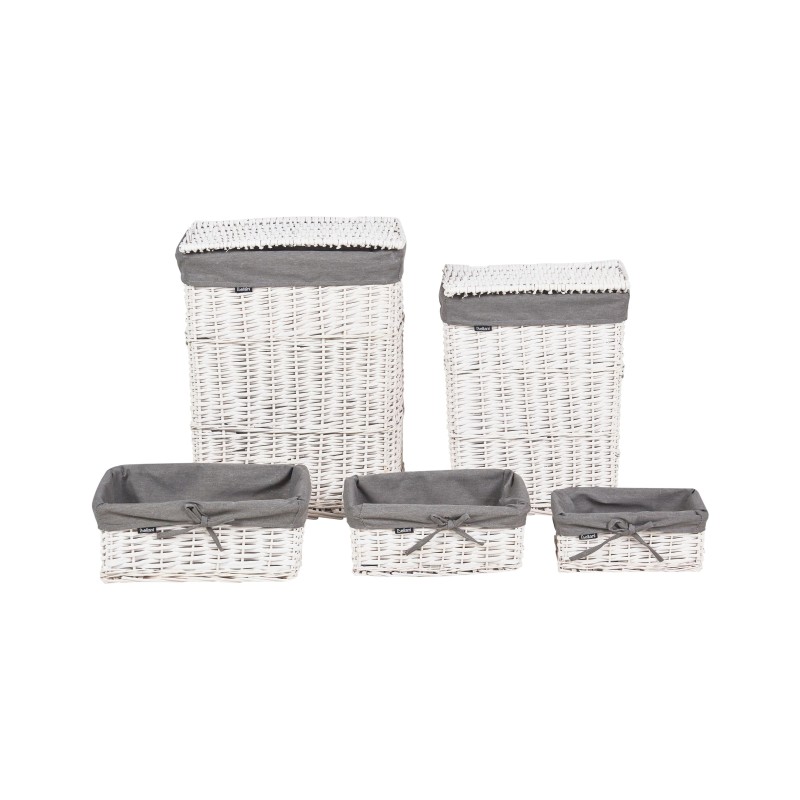 Zestaw 5 koszy wiklinowych szary ELLA