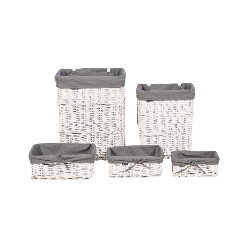 Zestaw 5 koszy wiklinowych szary ELLA