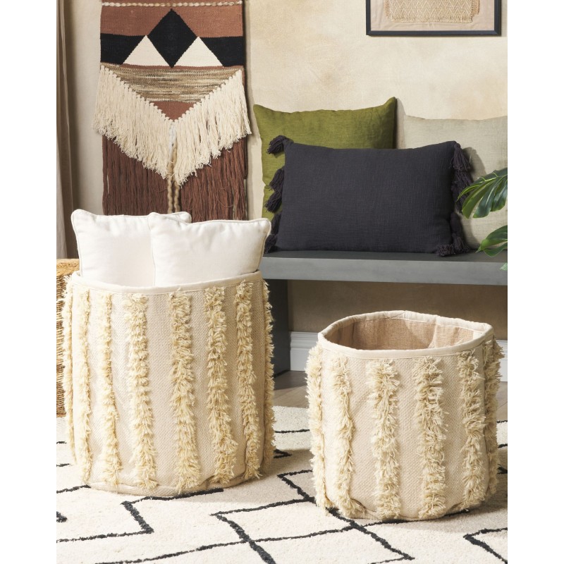 Zestaw 2 koszy KAKKI Bawełna Beżowy