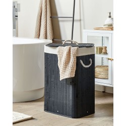 Kosz bambusowy z pokrywą czarny KOMARI